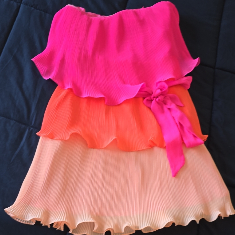Vibrant Pink and Orange Layered Dress